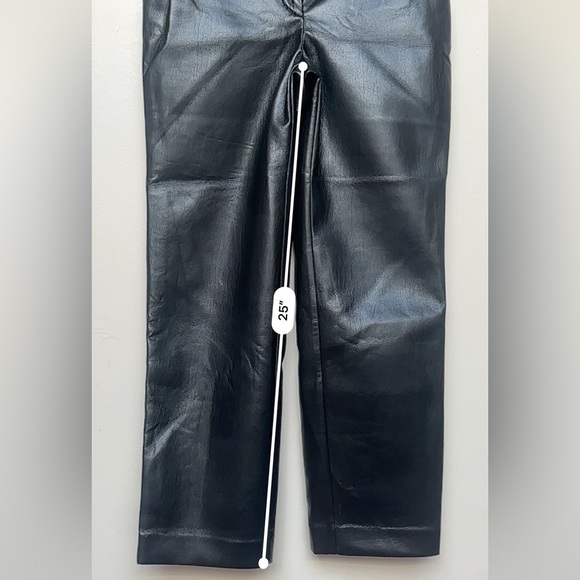 Aritzia Babaton Faux Leather Pants Black Straight Leg Size 4 - Picture 8 of 10